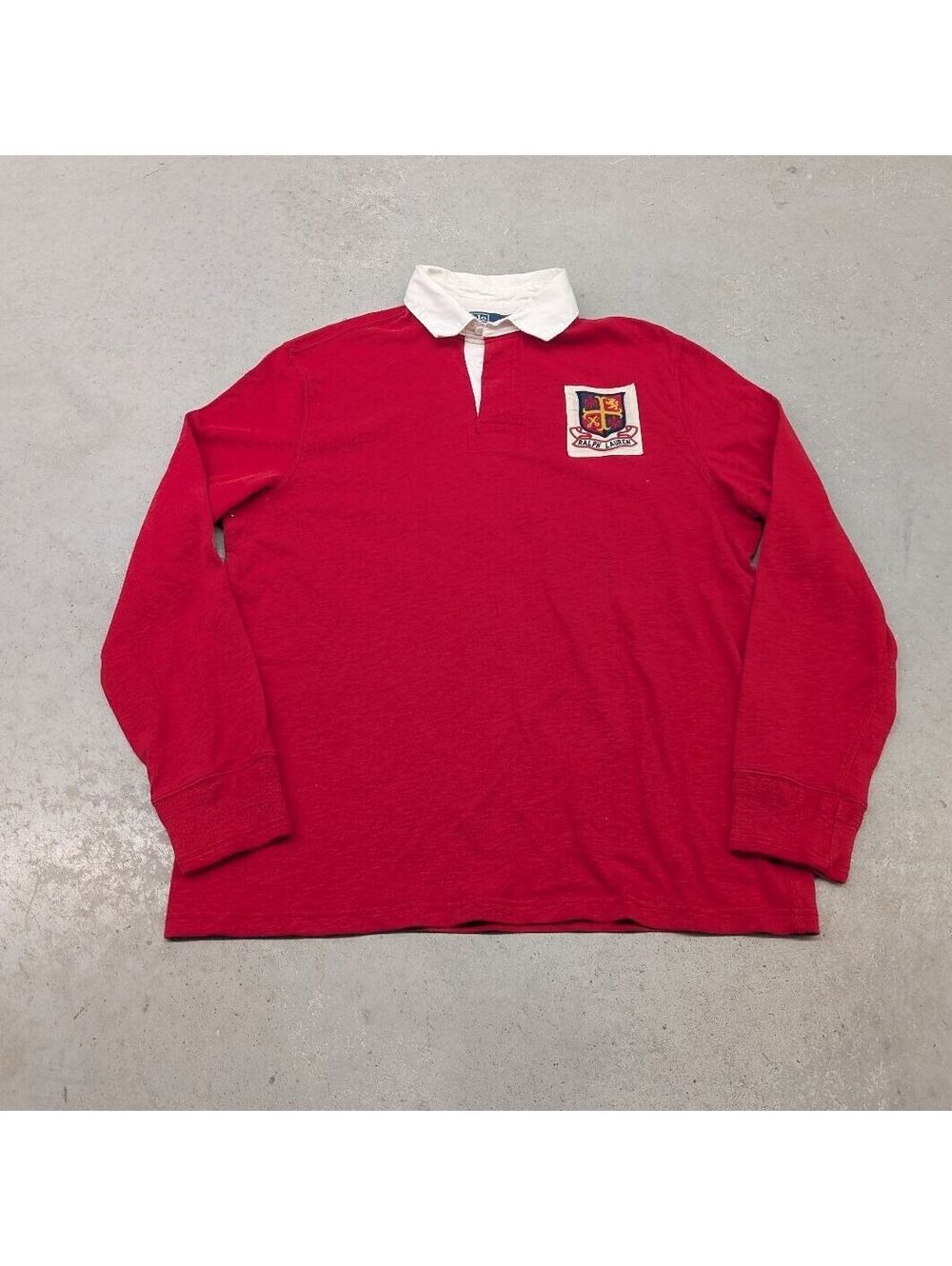 Y2K Polo Ralph Lauren Red and White 3 Rugby Jersey Shirt